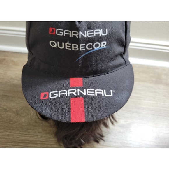 Garneau Black Cycling Race Hat Cap Quebecor Fitted Stretch Lightweight Cycle - Picture 3 of 10